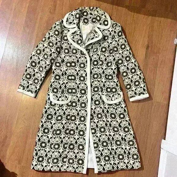 Vintage LILLI ANN Paris 50s 60s Tapestry Jacquard Button Mod House Coat Jacket - Picture 8 of 16